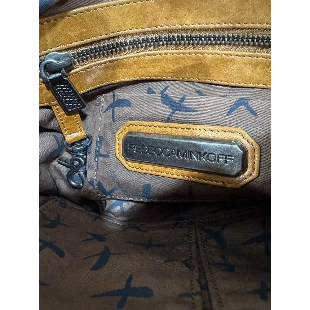 Rebecca Minkoff Women's Crinkled Leather Cognac Brown Crossbody Shoulder Bag